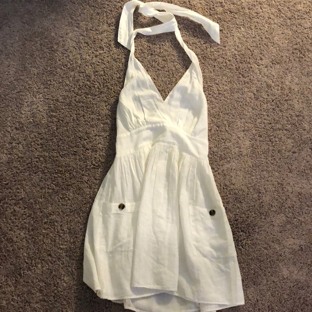 Halter dress white linen